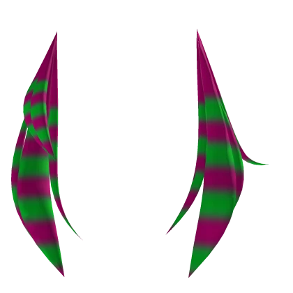 Asymmetrical pink & green raccoon tails