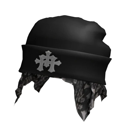 🦇Black Chrome Cross Y2K Emo Vamp Archive Beanie🦇