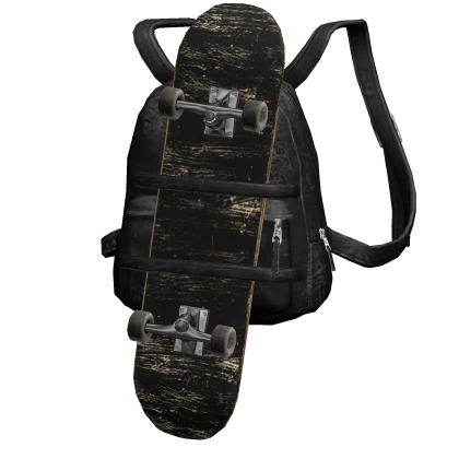 Black Backpack w Destroyed Wooden Skateboard 1.0