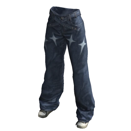 Blue Star Y2K Urban Baggy Belted strap Jeans