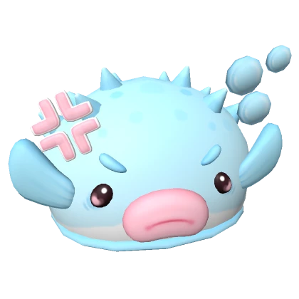 ♡ silly angry ocean summer pufferfish hat blue