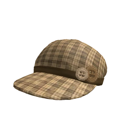 Vintage Brown and Beige Plaid Beret Hat