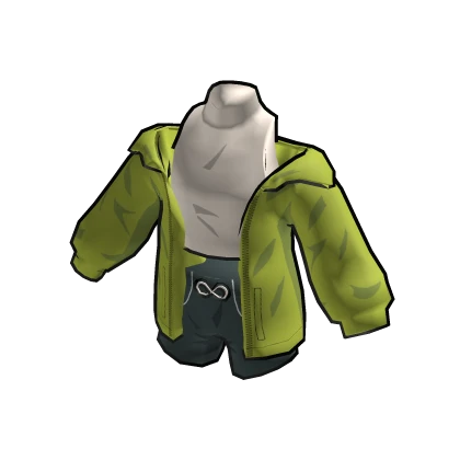 Lime Toon-Shaded Jacket (w/ White Crop Top)