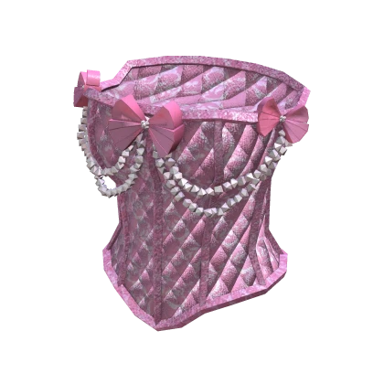 Pink Ribbon Beaded Quilted Corset