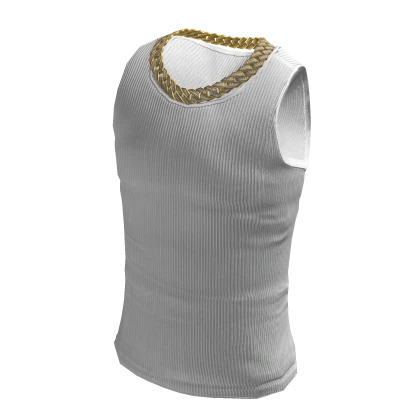 Tank Top w Iced Out Gold Cuban Link