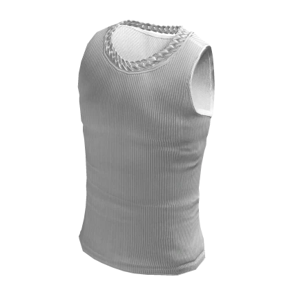 Tank Top w Iced Out Silver Cuban Link