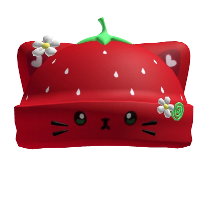 cutesy strawberry kitty beanie ♡