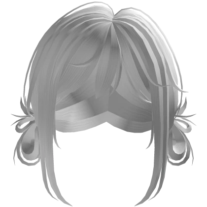 cute low messy white buns w/ bangs