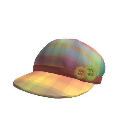 Rainbow Plaid Beret Hat