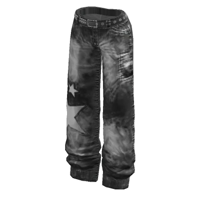 Y2K Black Denim Baggy low-rise pants with a star