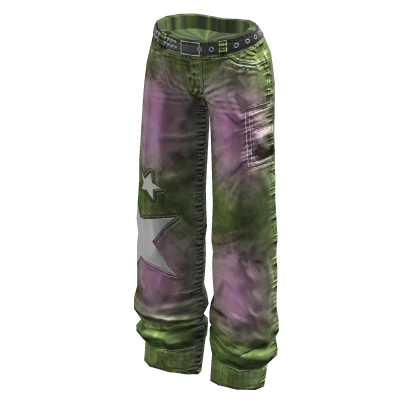 Y2K Green Denim Baggy low-rise pants with a star