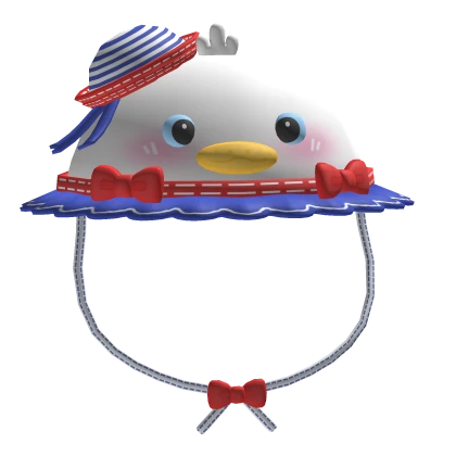 ♡ Cutesy Duck Sailor Blue and Red Ruffled Hat ♡