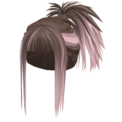 Y2K Spiky Side Ponytail Brown / Pink