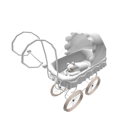 ♡ Cute White Pram Stroller Crib Sleeping Cat Baby