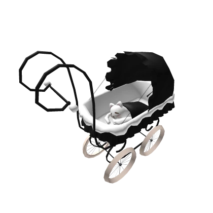 ♡ Cute Goth Black Pram Stroller Crib Sleeping Cat 
