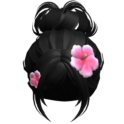 ♡ tropical flower messy bun updo (black)