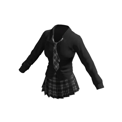 Black Plaid Office Siren Outfit w Tie