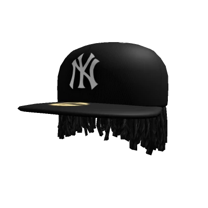 Black NYC Fitted Hat with Messy Dreads