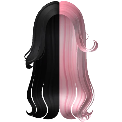 Long Elegant Old Money Hair in Black w/ Pink