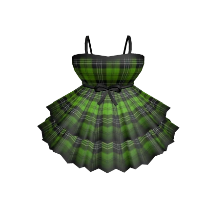 🖤🎱Chibi Doll - Green plaid gothic dress