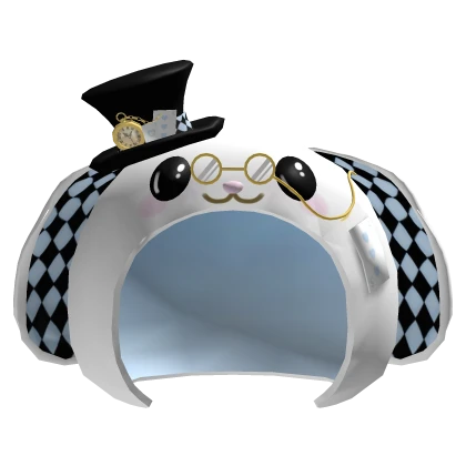 ♡ Kawaii white checkered bunny hood hat