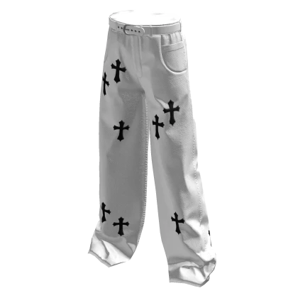 white y2k jeans w/ crosses