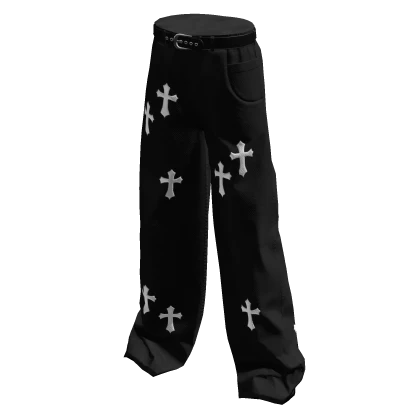 black y2k jeans w/ crosses