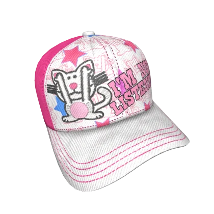 Sassy Kitty Cap | Pink & White 