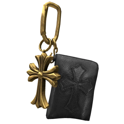 Gold Chrome Cross Wallet & Pendant Keychain