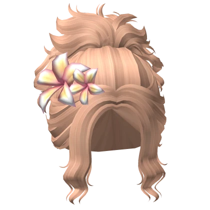 Summer Tropical Messy Bun w/ Flower (Blonde)