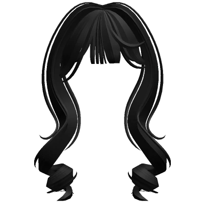 Cute Twirly Long Curly Bangs (Black)