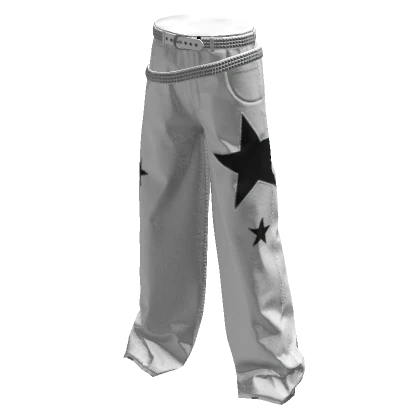 white y2k black star jeans w/ studded belts