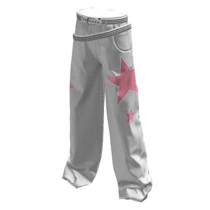 white y2k pink star jeans w/ studded belts