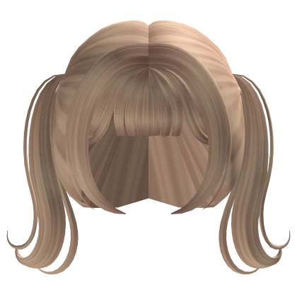 Blonde Curled Pigtails with Bangs