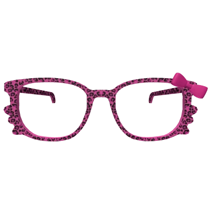 Cute Leopard Kitty Bow Glasses in Pink