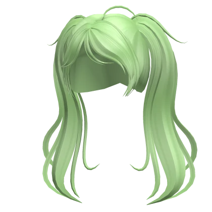 Green Kawaii Swirly Y2K Swoop Long Pigtails