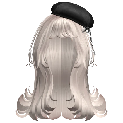 Long Layered Hair w/ Beret (Ash Blonde)