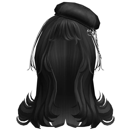 Long Layered Hair w/ Beret (Black)