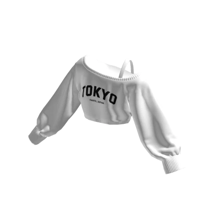 Tokyo Japan Off Shoulder Oversized Shirt Cropped