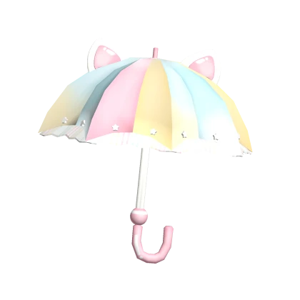 Summer Kawaii Cute Cat Pink Blue WhiteUmbrella