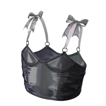 Y2K Metallic Ribbon Bustier