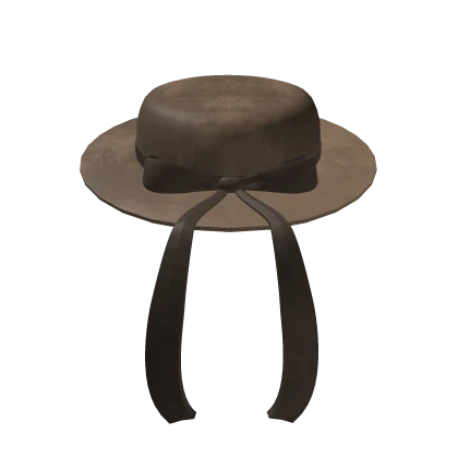 Beige & Brown Velvet Brimmed Hat with Ribbon