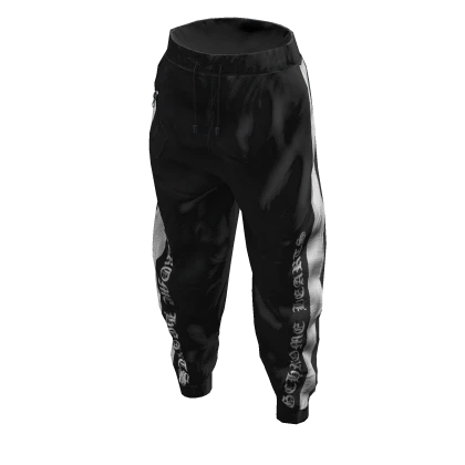 y2k chrome rapper trackpants - black