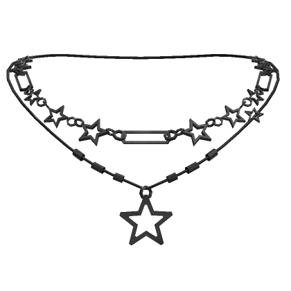 (3.0) Y2K Black Layered Star Necklace 