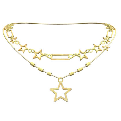 (3.0) Y2K Gold Layered Star Necklace 