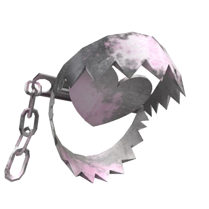 ɞ | cute silver heart bear trap w/ pink blood