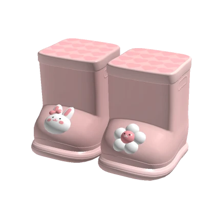 🍀Pink Bunny Rain Boots