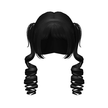 Black Long Swirly Pigtails