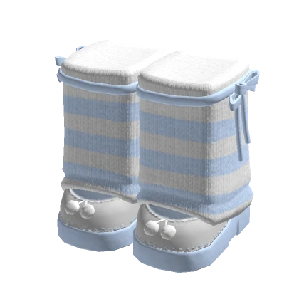 🍀Stripe Leg Warmers w Pom Platform - Sky Blue