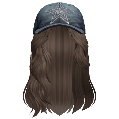 Messy Swept Wavy Hair w/ Rhinestone Cap (Brown)